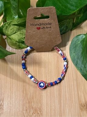 🦸‍♂️ Kids’ Superhero Stretchy Beaded Bracelet | Handmade | Clay Superhero Charm
